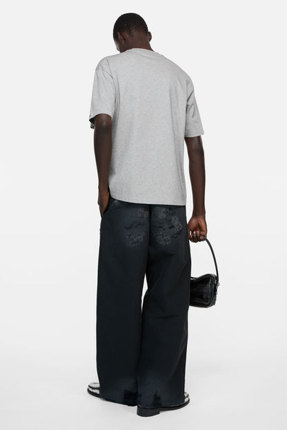 Satin logo t-shirt - relaxed - Grey Melange