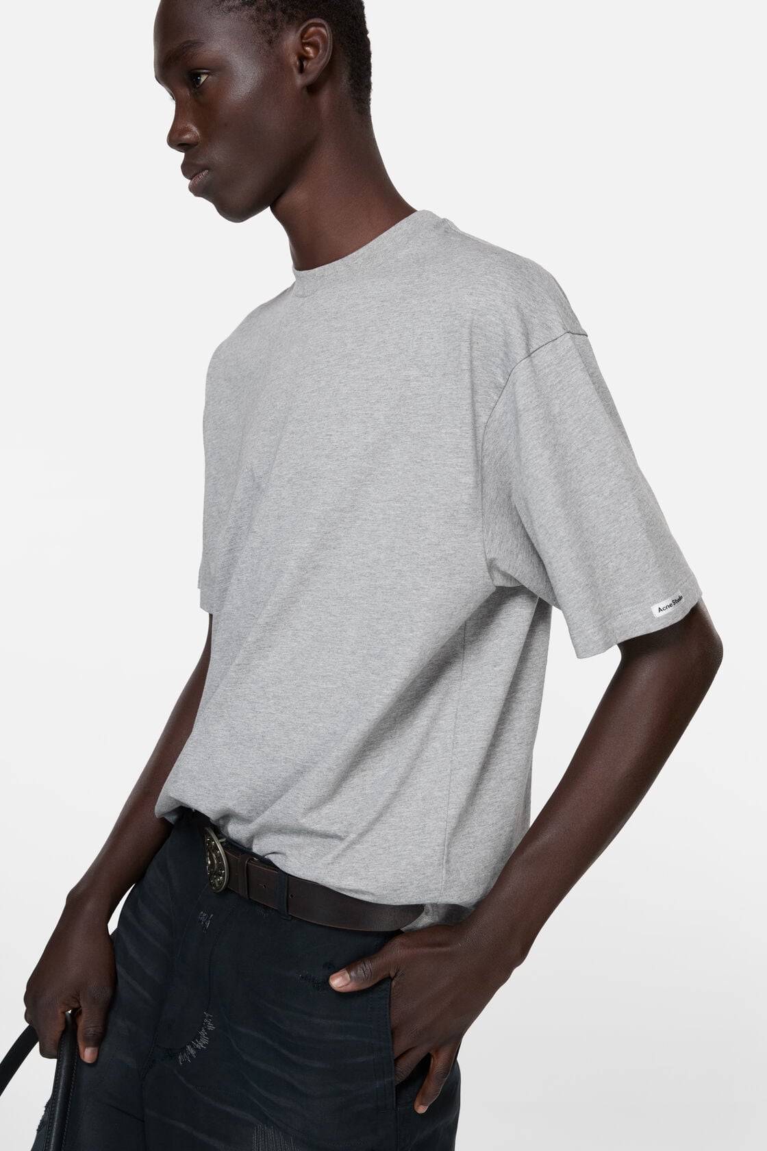 Satin logo t-shirt - relaxed - Grey Melange