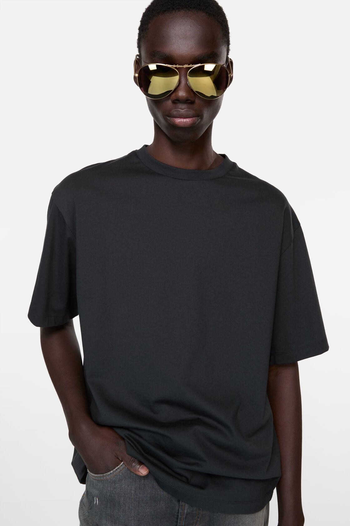 Satin logo t-shirt - relaxed - Black