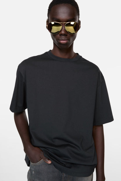 Satin logo t-shirt - relaxed - Black