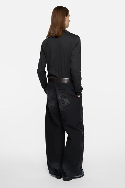 Satin label t-shirt - regular - Black