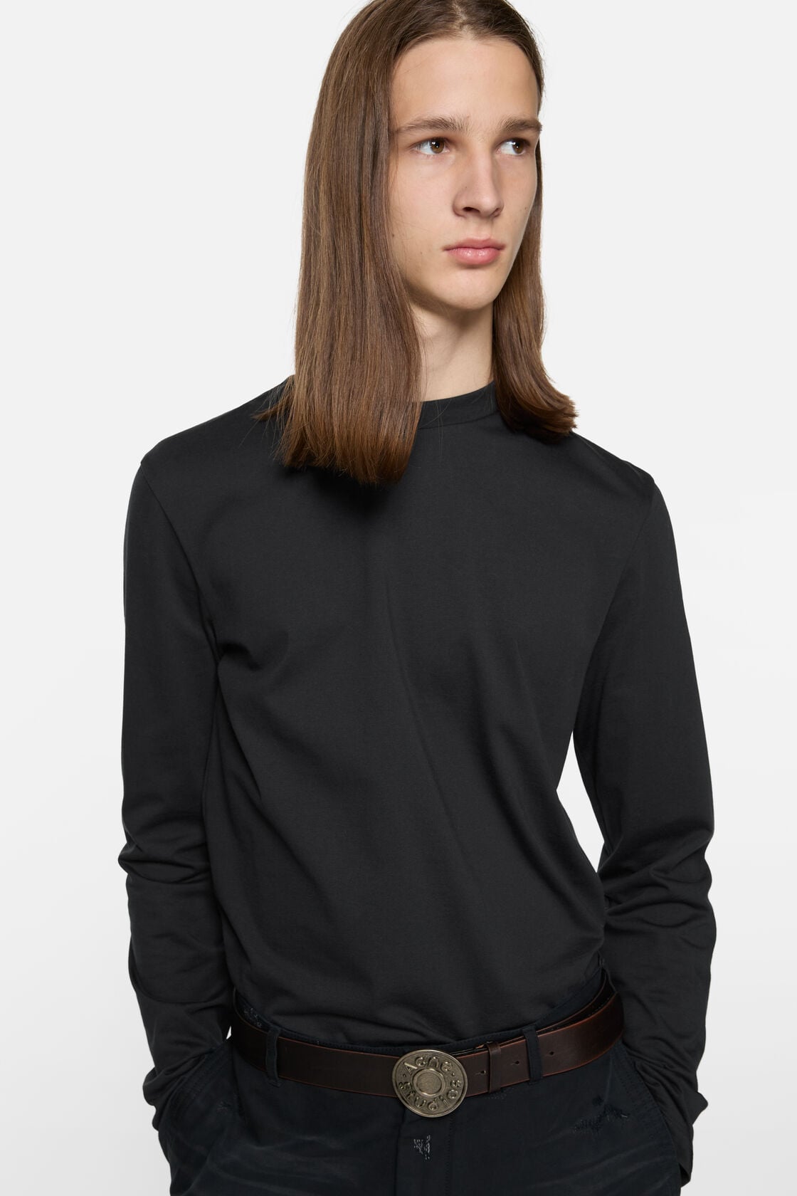 Satin label t-shirt - regular - Black