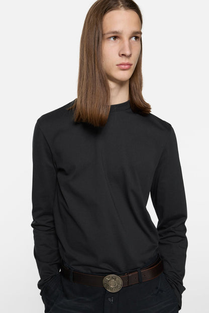 Satin label t-shirt - regular - Black