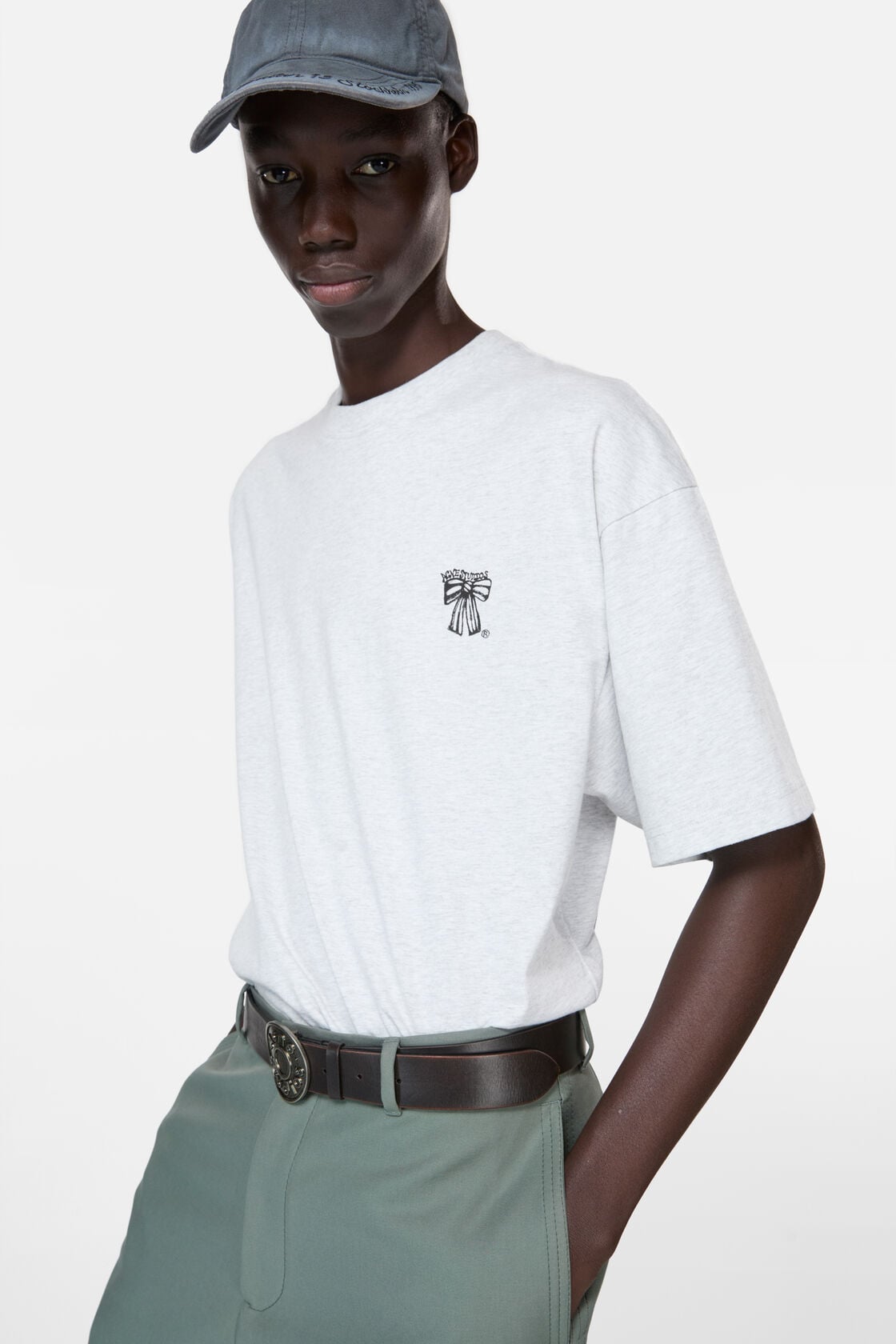 Bow logo t-shirt - Pale Grey Melange