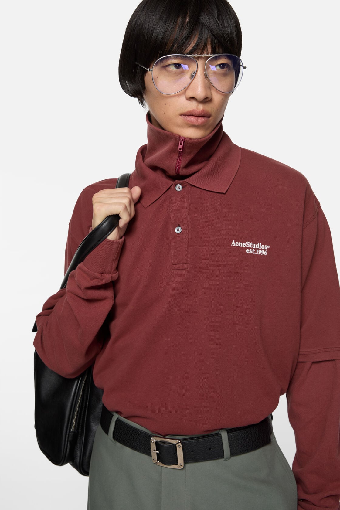 Washed logo polo - Maroon red