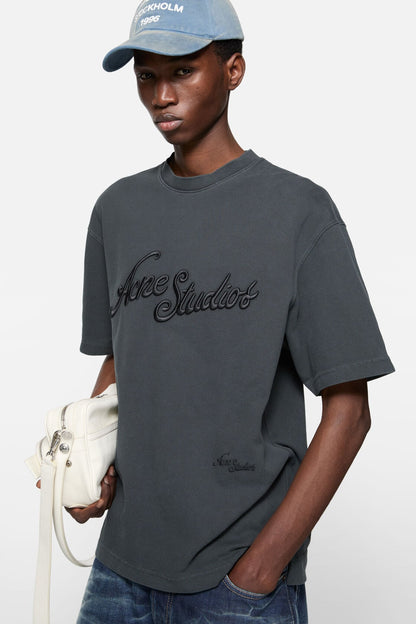 Embroidered logo t-shirt - Faded black