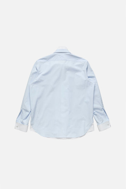 Layered poplin button-up shirt - Blue/white