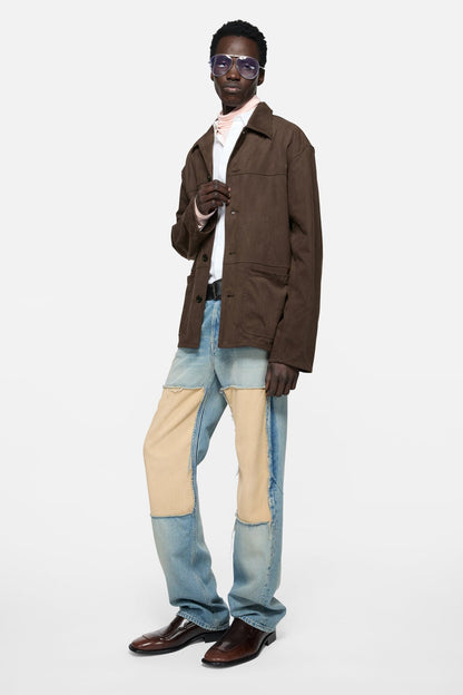 Faux suede overshirt - Chocolate brown