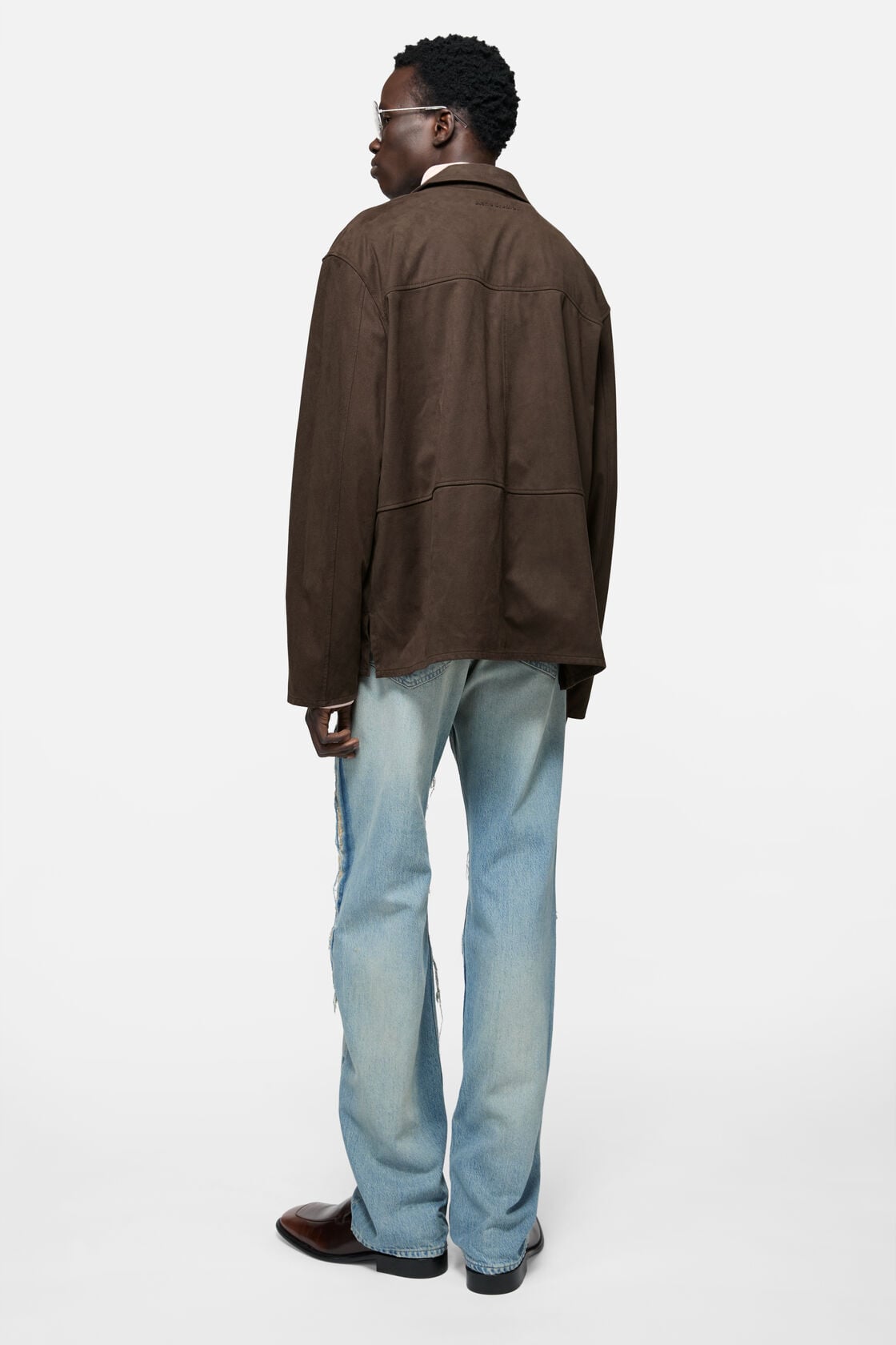 Faux suede overshirt - Chocolate brown