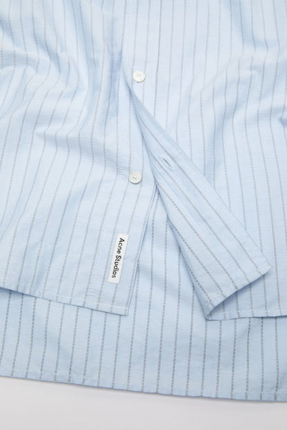 Striped poplin shirt - Baby blue