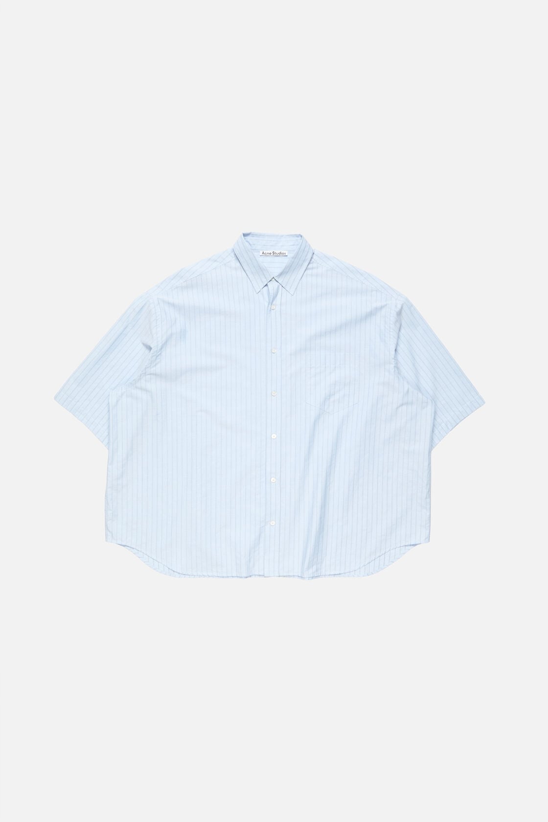 Striped poplin shirt - Baby blue