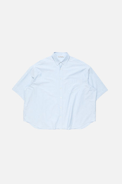 Striped poplin shirt - Baby blue