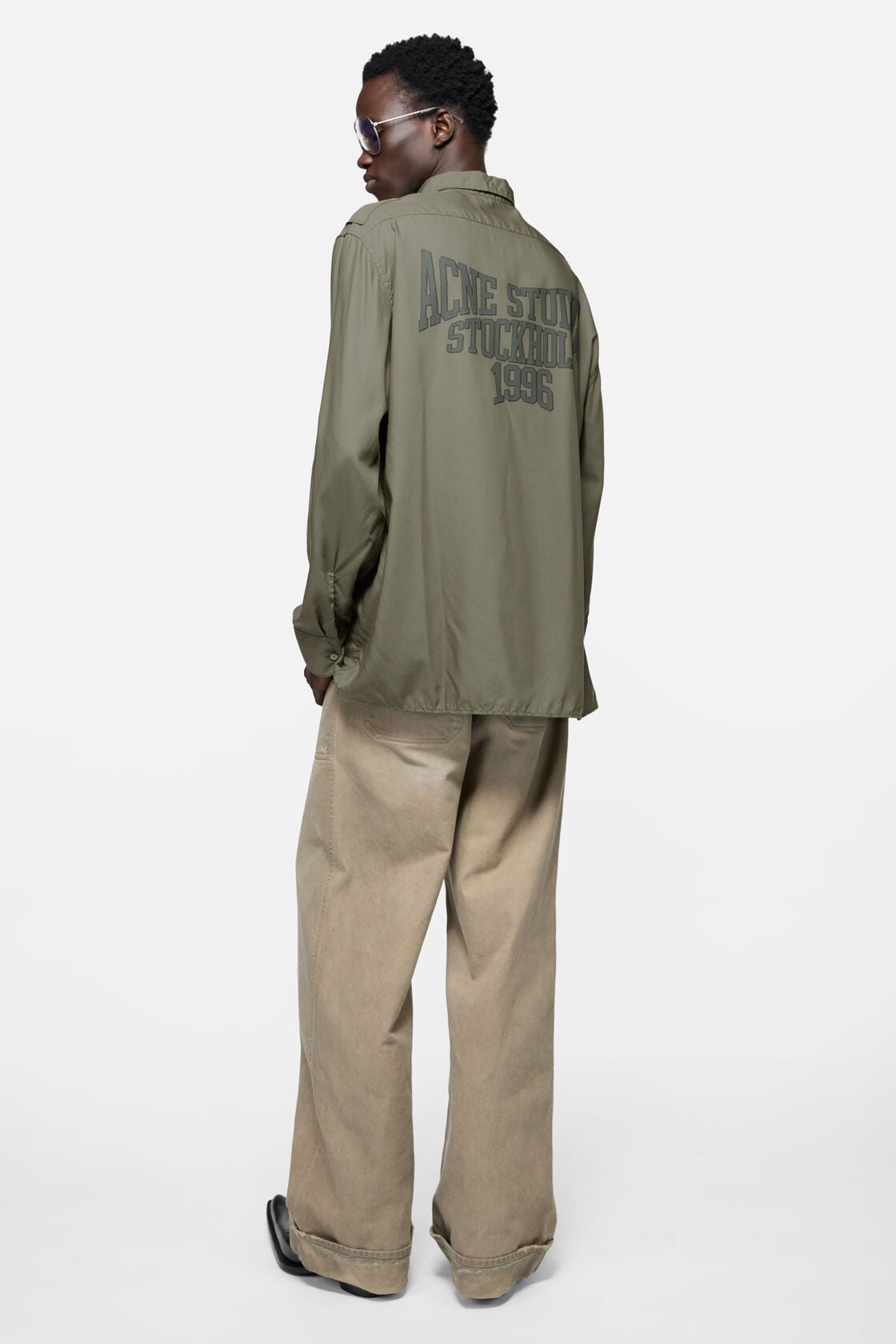 Button-up shirt with logo - Olive green
