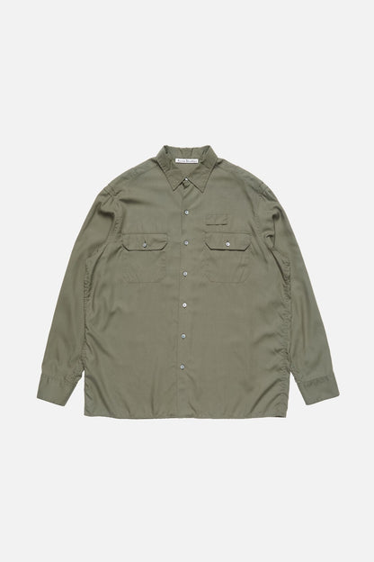 Button-up shirt with logo - Olive green