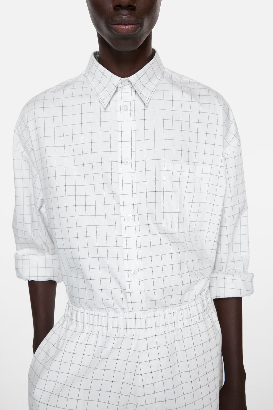 Check button-up shirt - White/black
