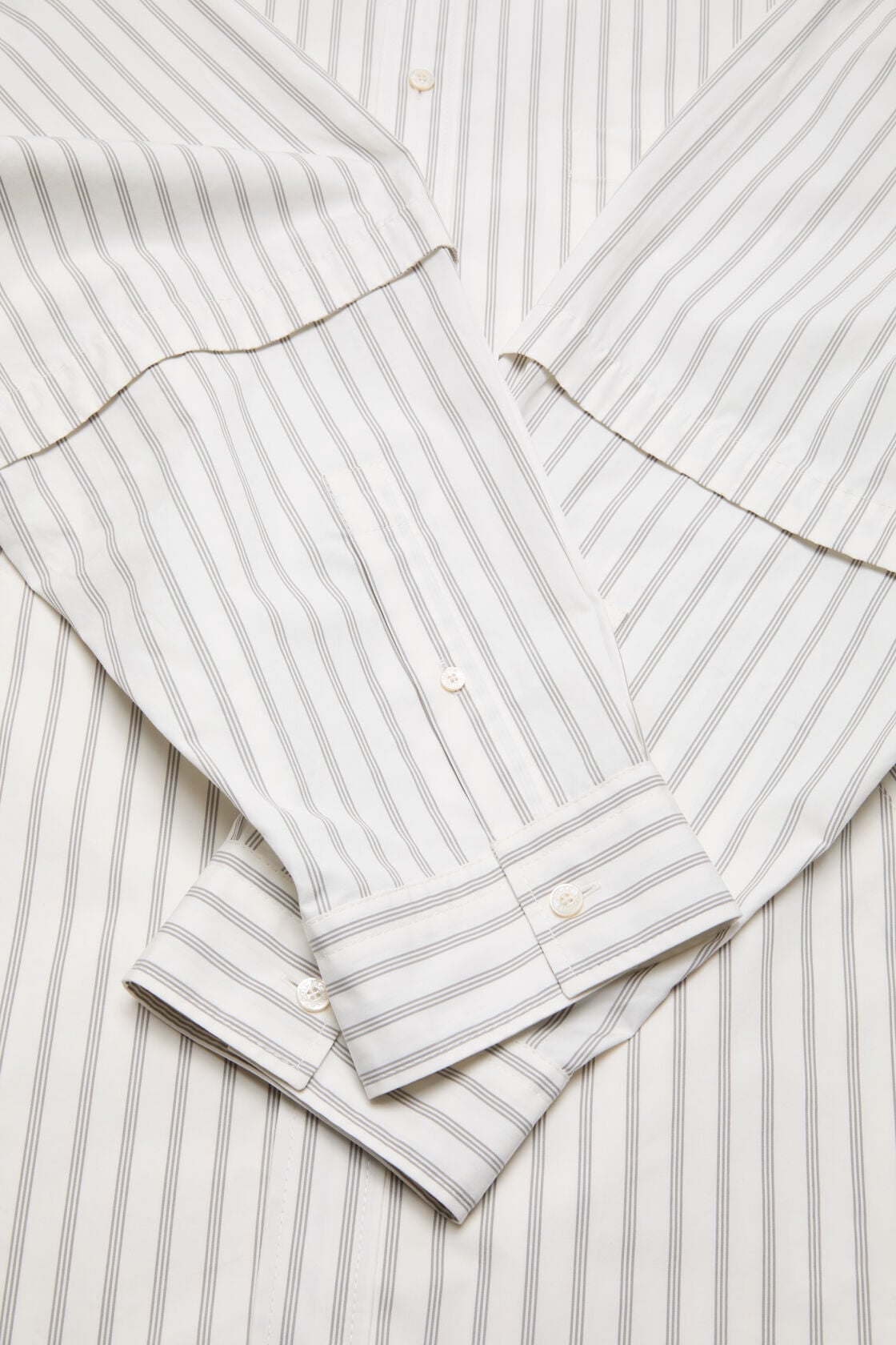 Double-sleeve striped shirt - Off white/grey