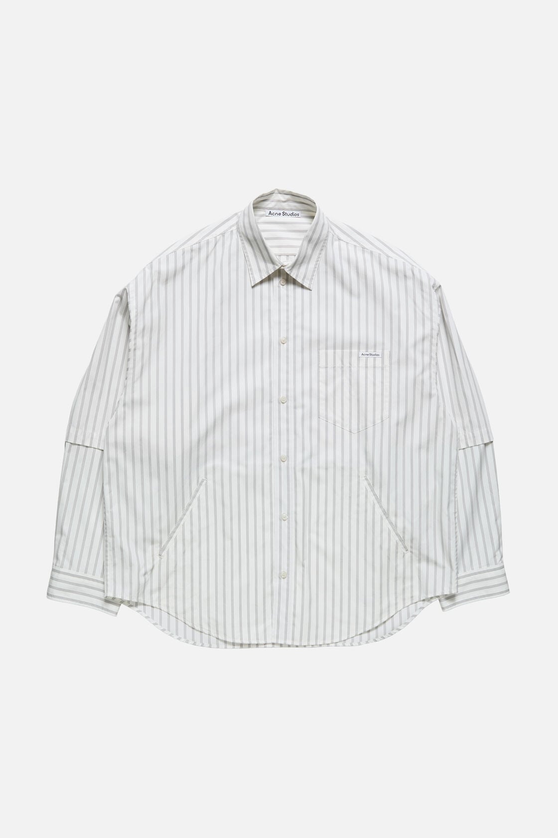 Double-sleeve striped shirt - Off white/grey