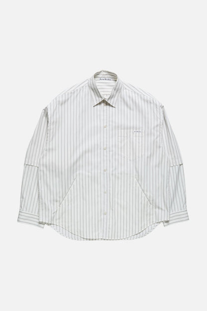 Double-sleeve striped shirt - Off white/grey