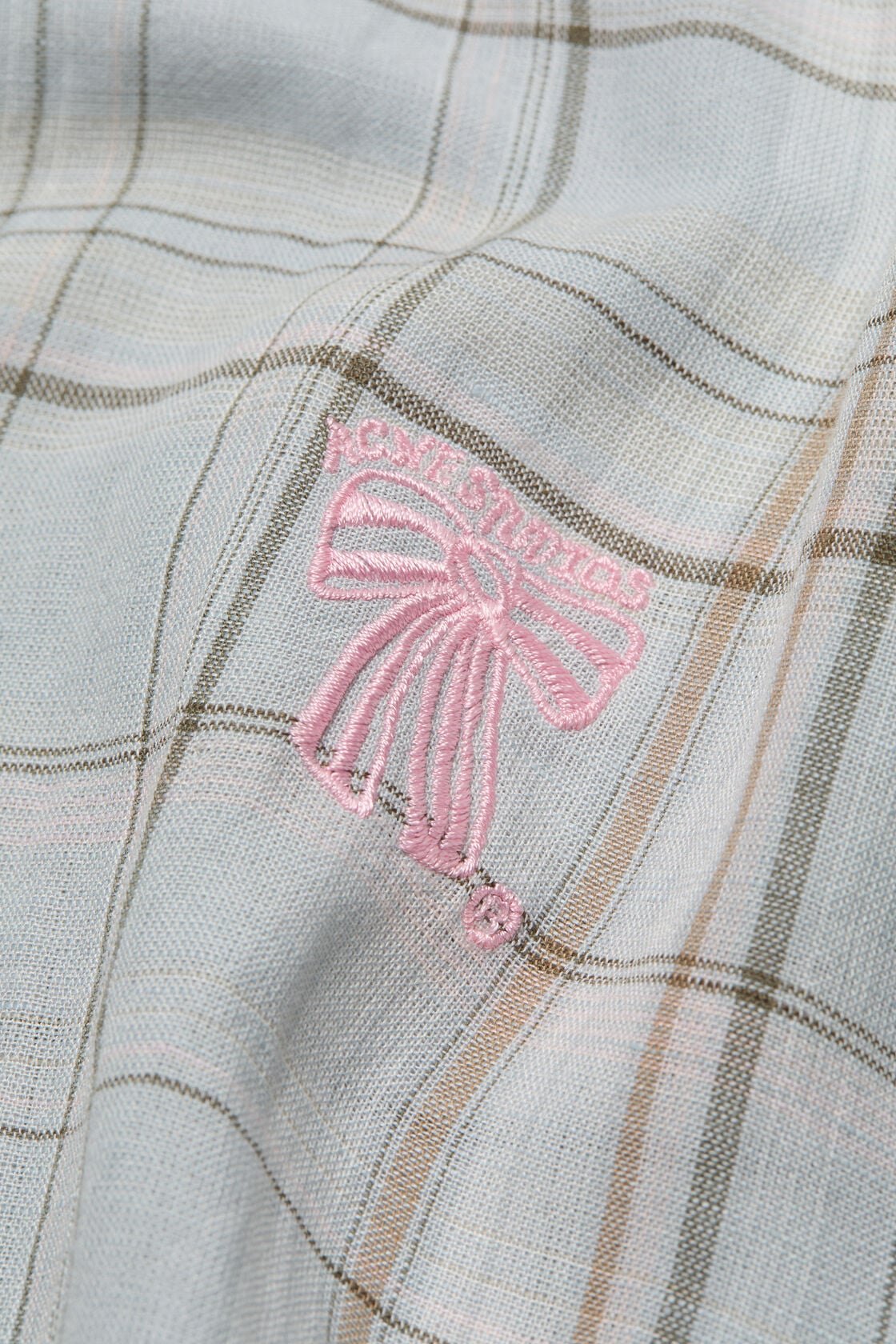 Linen check button-up shirt - Grey/pink