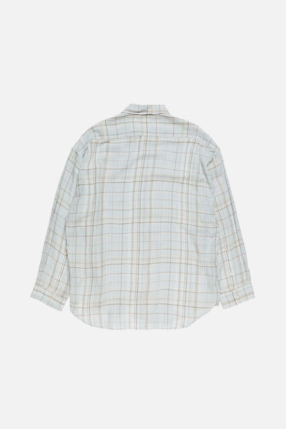 Linen check button-up shirt - Grey/pink