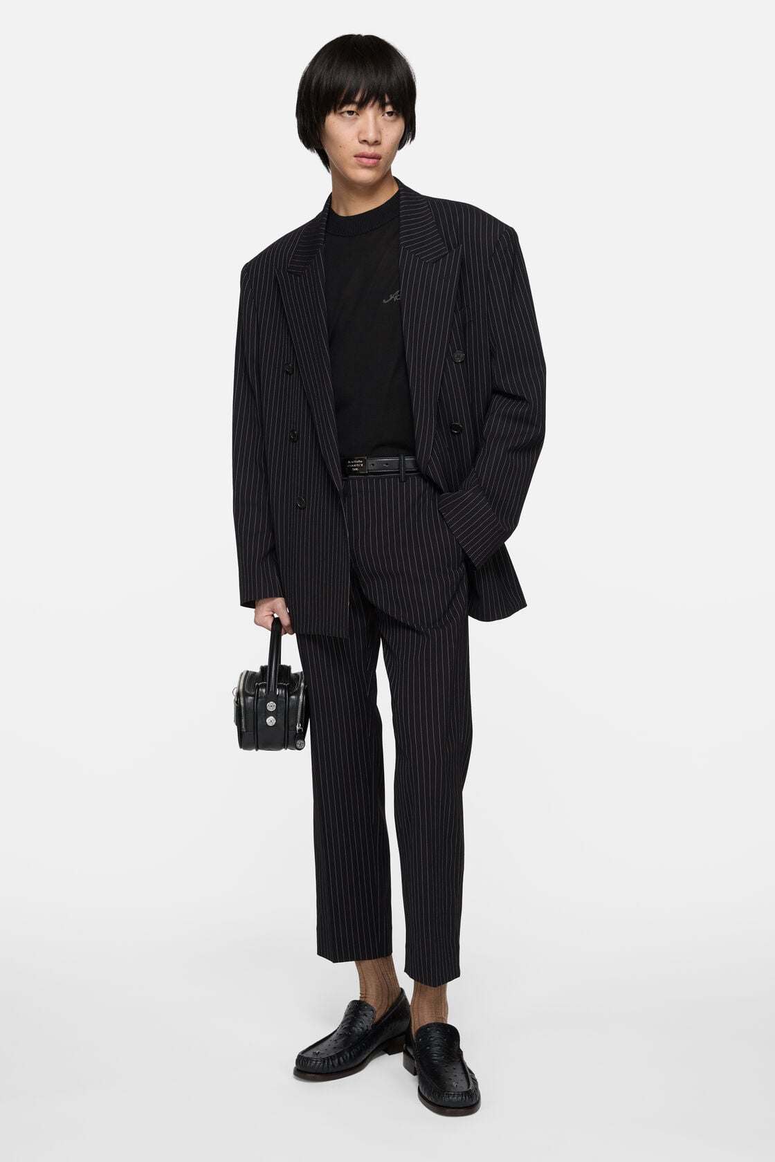 Double-breasted suit jacket - Navy/white