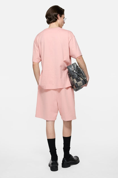 Fleece shorts with logo - Faded pink