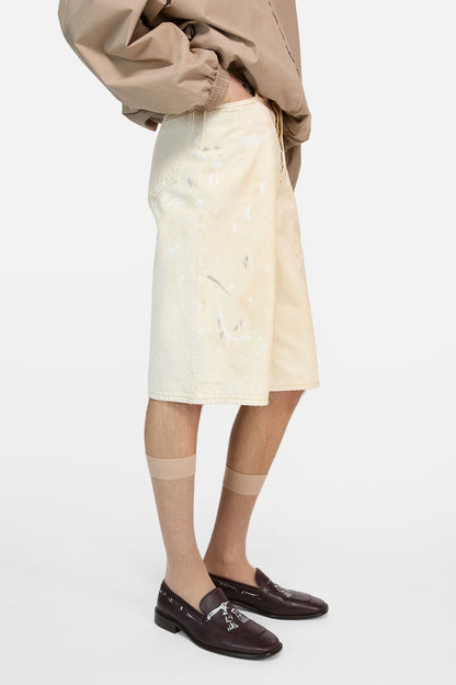 Distressed denim shorts - White