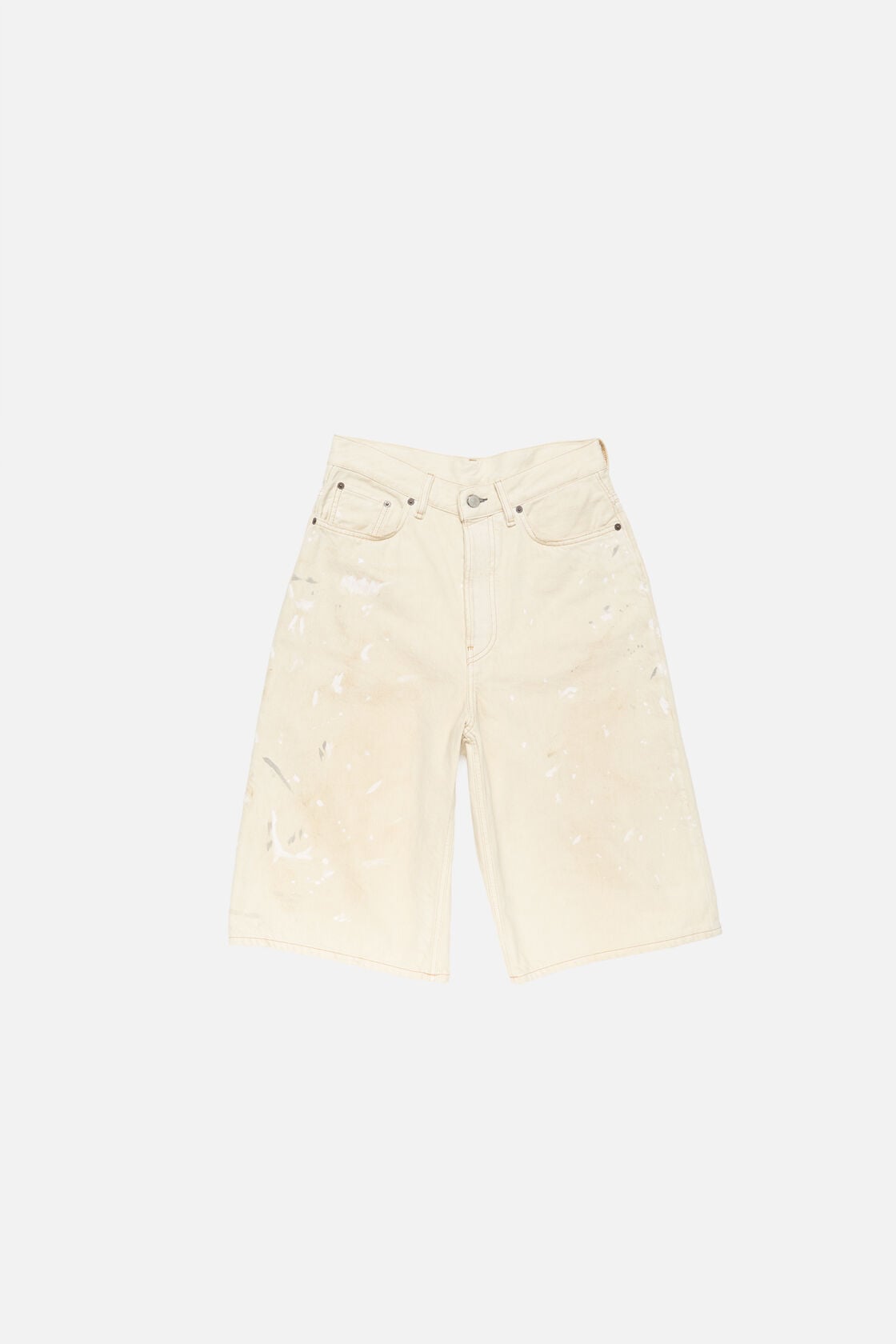Distressed denim shorts - White