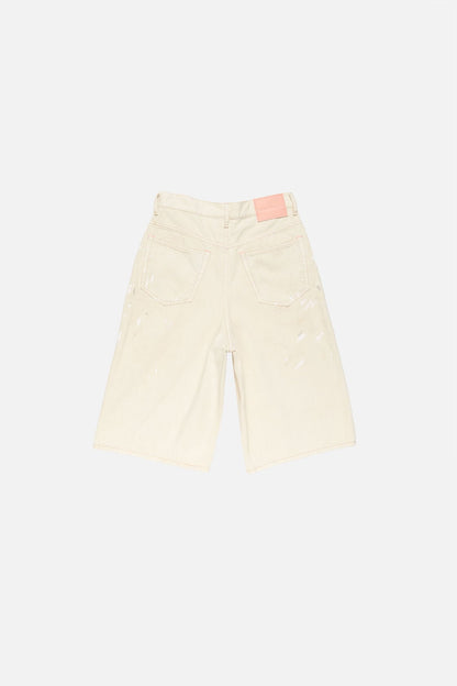 Distressed denim shorts - White