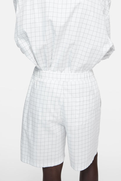 Casual check shorts - White/black