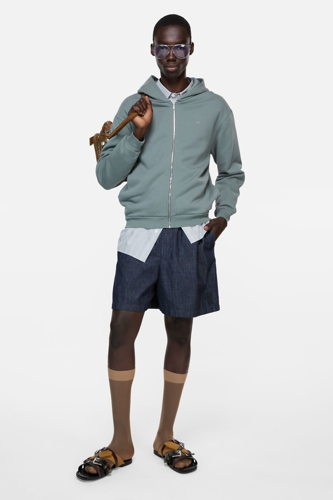 Casual denim shorts - Mid blue