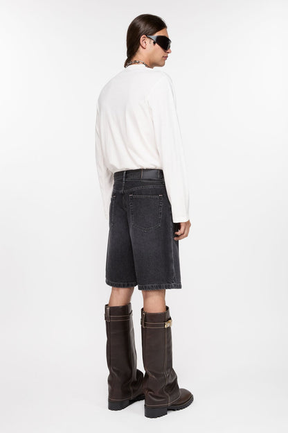 Loose fit denim shorts - Black