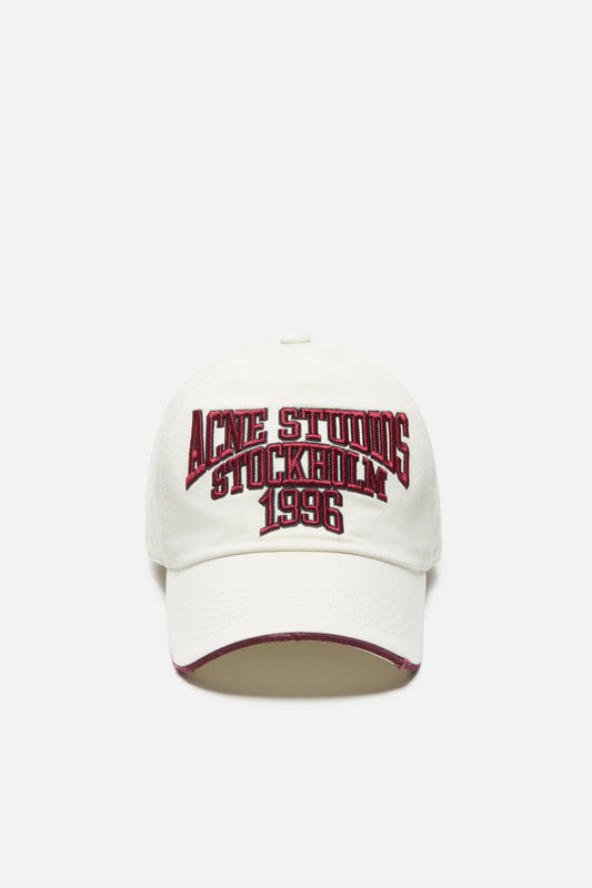 Embroidered logo hat - White/red