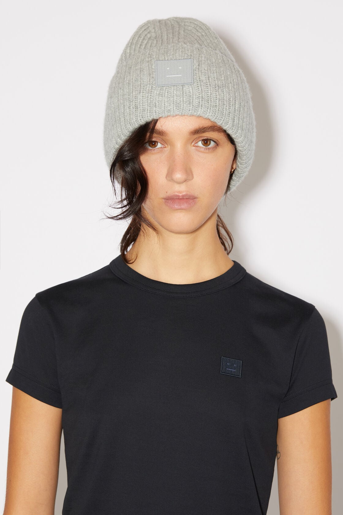 Large face logo beanie - Light Grey Melange