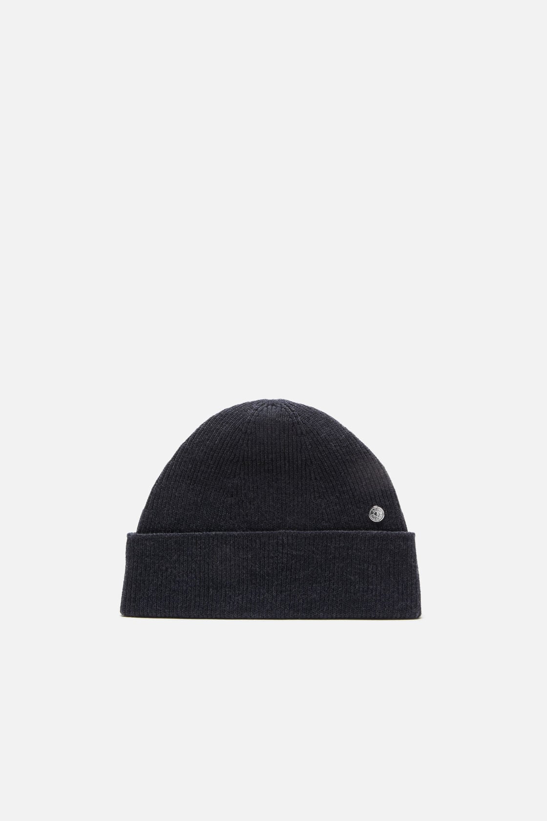 Wool beanie with rivet - Dark Navy Melange