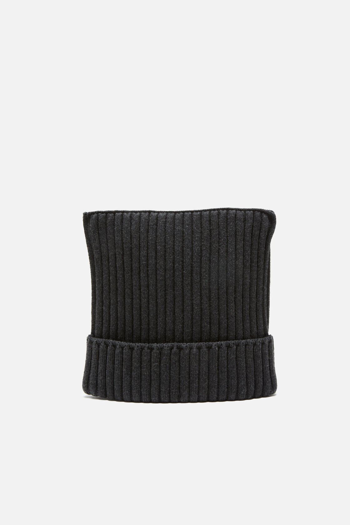Ribbed square beanie - Dark grey melange