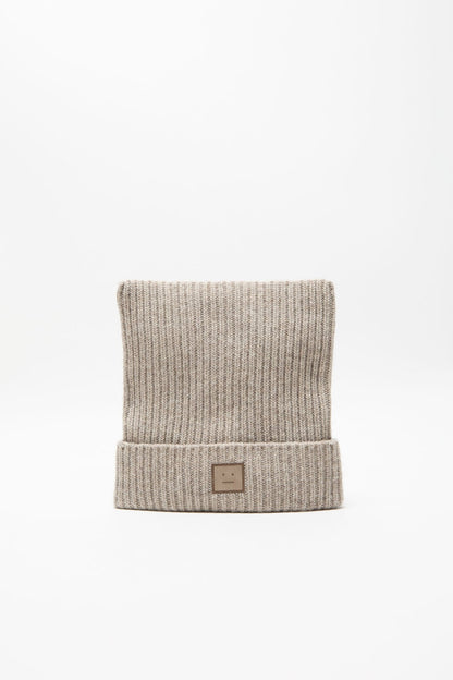 Face logo square beanie - Greige melange