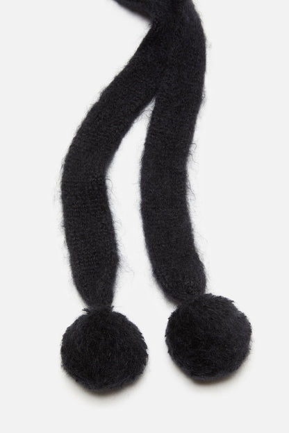 Mohair cap with earflaps - Black
