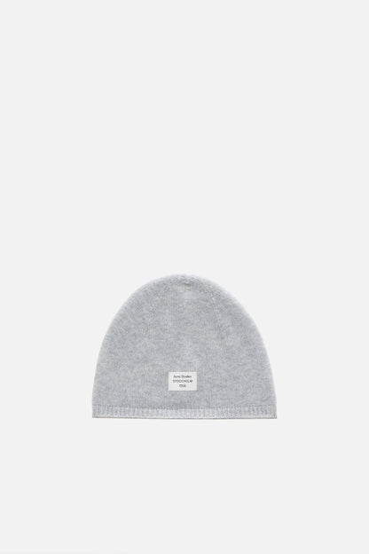 Cashmere beanie with logo - Cold grey melange