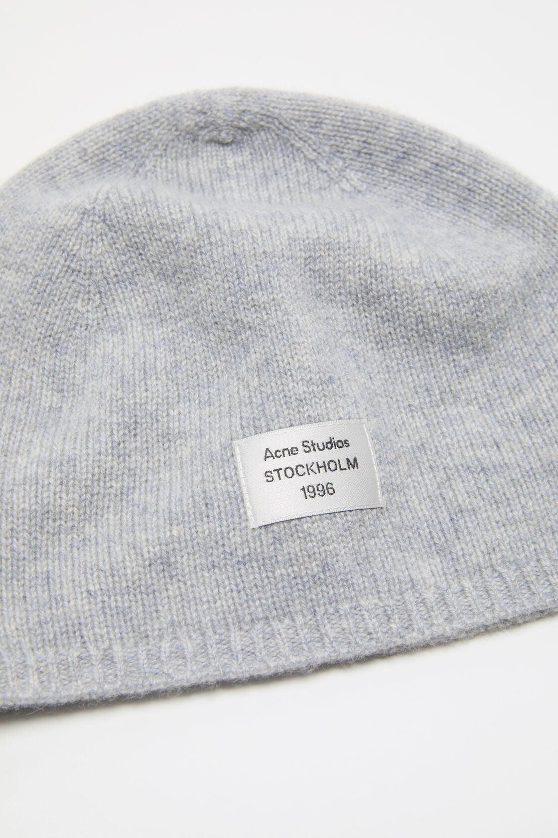 Cashmere beanie with logo - Cold grey melange