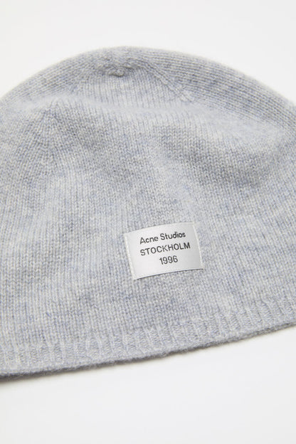 Cashmere beanie with logo - Cold grey melange