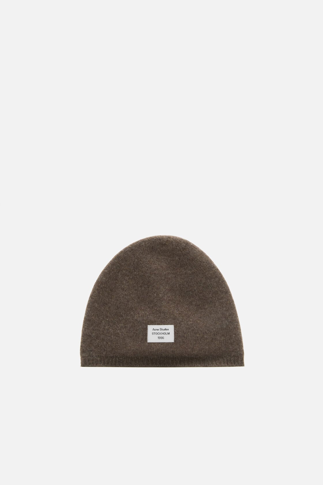 Cashmere beanie with logo - Walnut brown