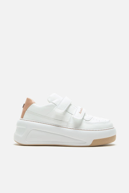 Leather Velcro Sneakers - Sand beige/optic white