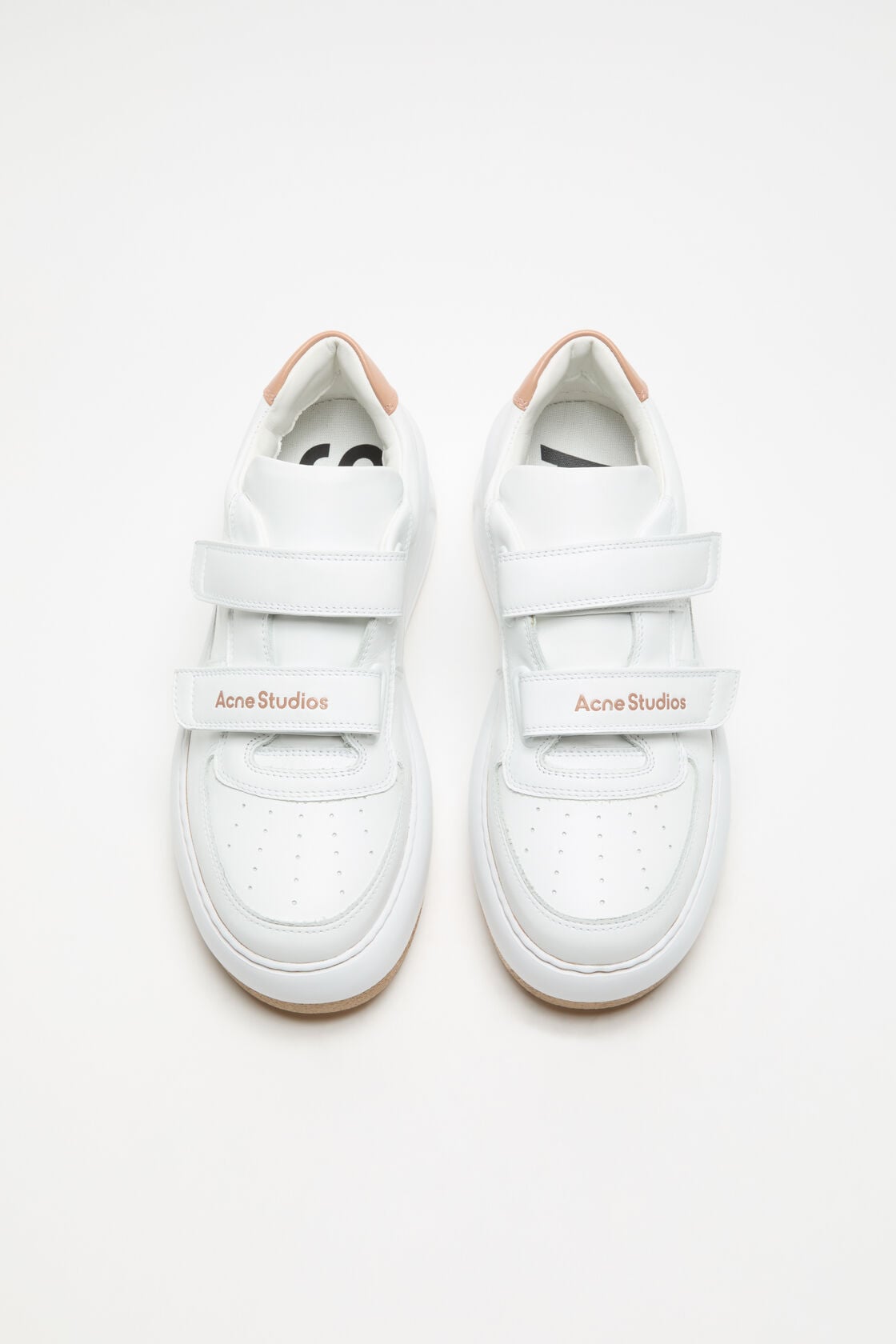 Leather Velcro Sneakers - Sand beige/optic white
