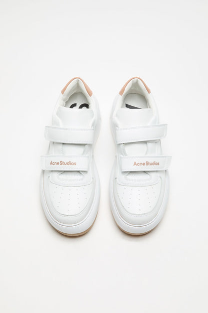 Leather Velcro Sneakers - Sand beige/optic white