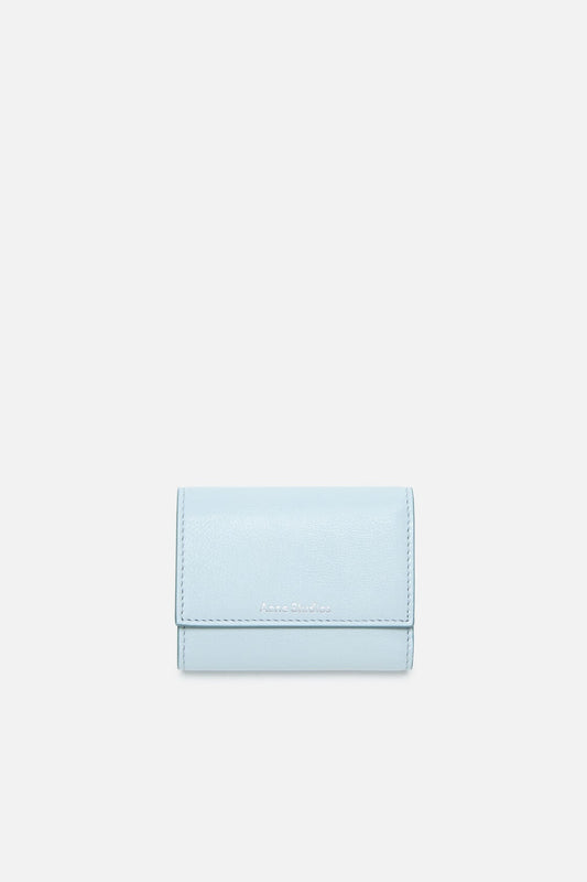 Leather trifold wallet - Dusty blue