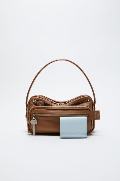 Leather trifold wallet - Dusty blue
