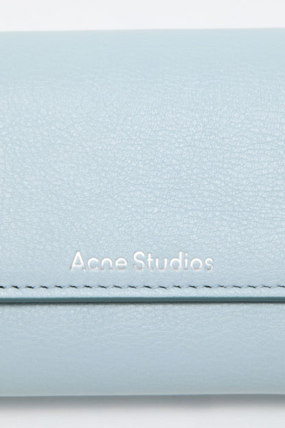 Leather trifold wallet - Dusty blue
