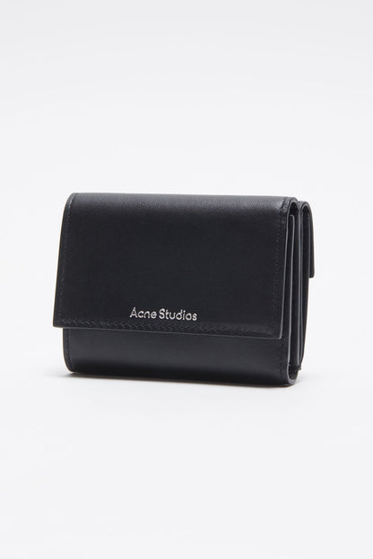 Trifold leather wallet - Black