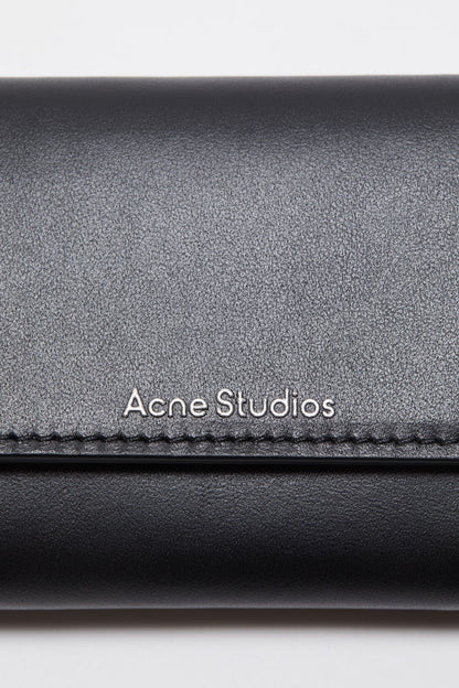Trifold leather wallet - Black